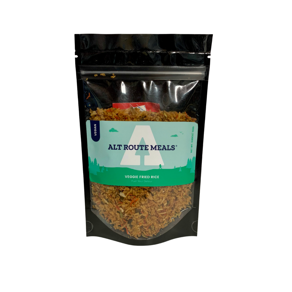 Photo of Alt Route Meals Veggie Fried Rice dinner in the package with a white background. 